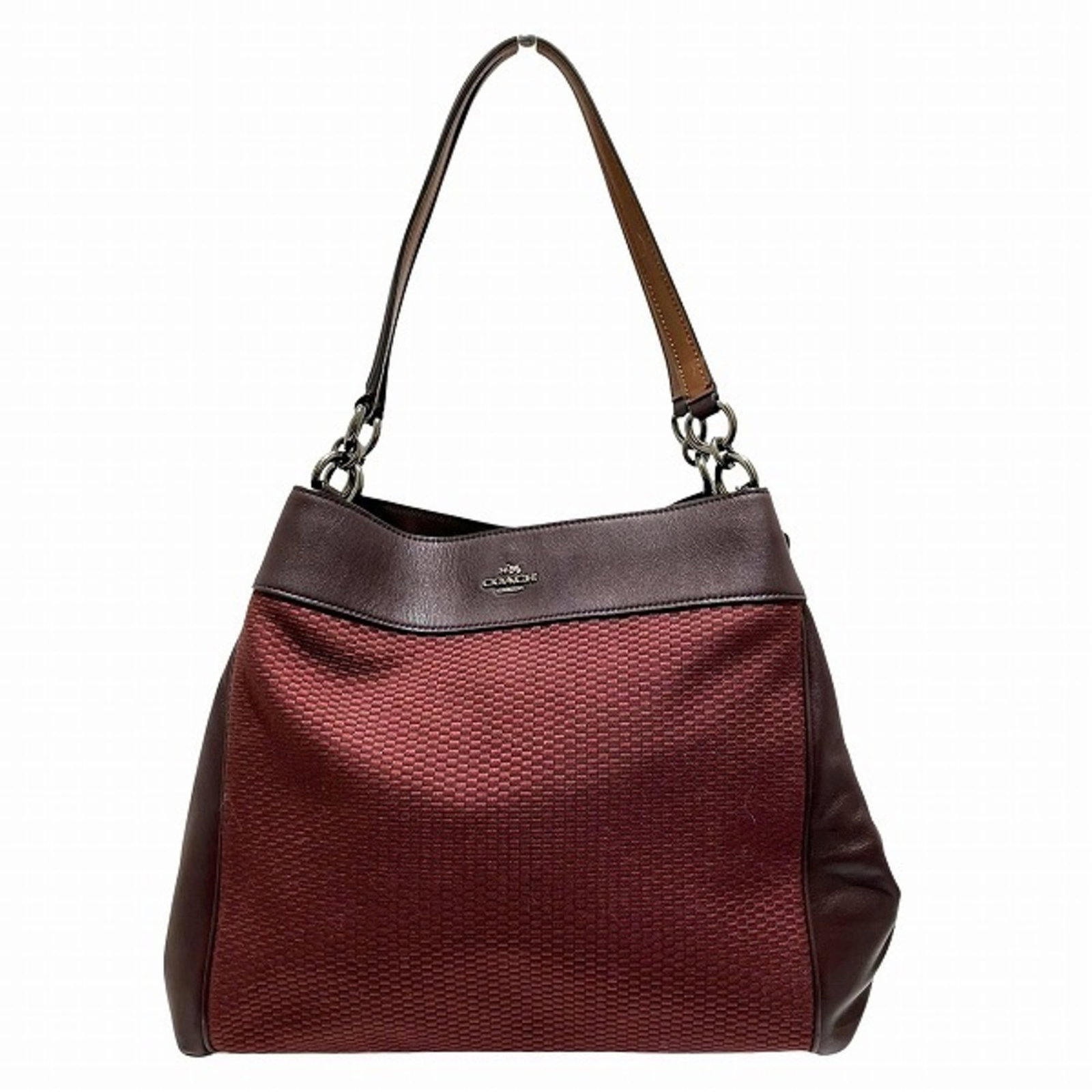 Coach Bordeaux Canvas Tote Shoulder Bag for Women: Coach Bordeaux Canvas Tote Shoulder Bag for Women This stylish Coach shoulder tote bag is perfect for women seeking a blend of practicality and elegance. Crafted from durable canvas, this bag comes in