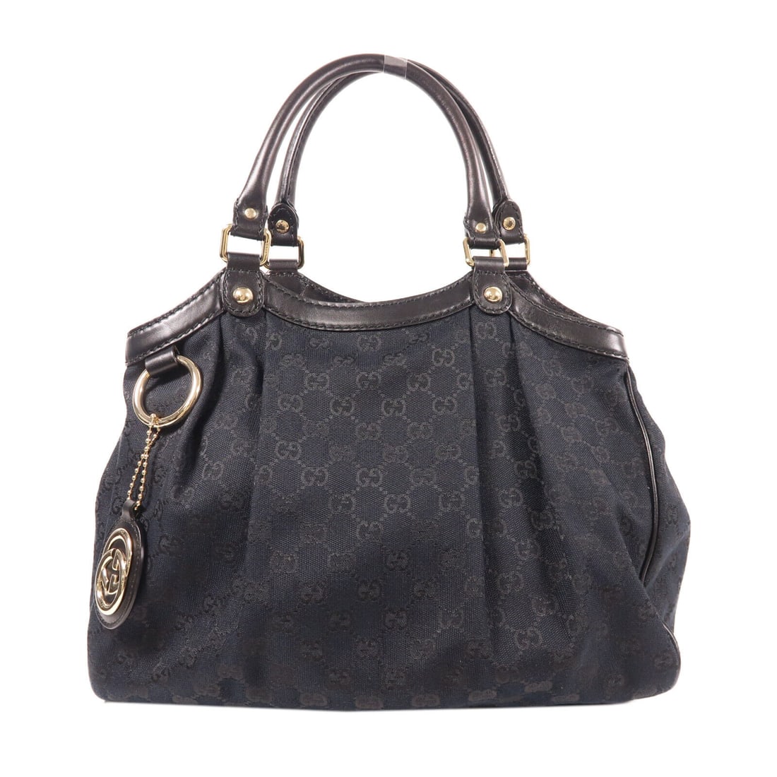 GUCCI GG Shoulder Bag Black Canvas GHW 211904: GUCCI GG Shoulder Bag Black Canvas GHW 211904 This GUCCI GG GHW Shoulder Bag is a stylish and practical accessory, crafted from durable black canvas. It features a spacious interior with dimensions of