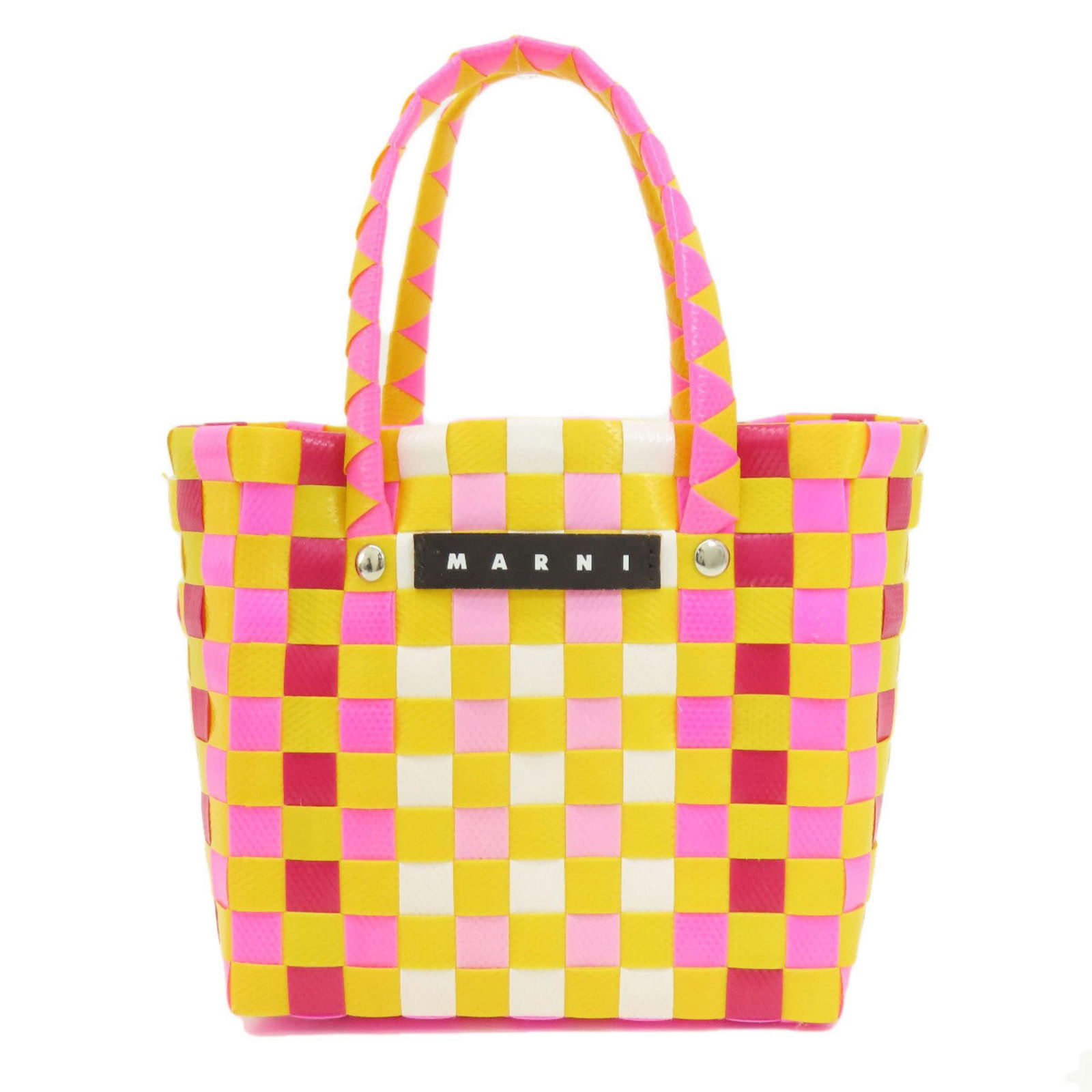 Marni Pink PVC Handbag for Women 14cm x 20cm x 9cm: Marni Pink PVC Handbag for Women 14cm x 20cm x 9cm This stylish handbag from Marni is designed for women and crafted from durable PVC in an eye-catching pink color. With dimensions of 14cm x 20cm x 9c