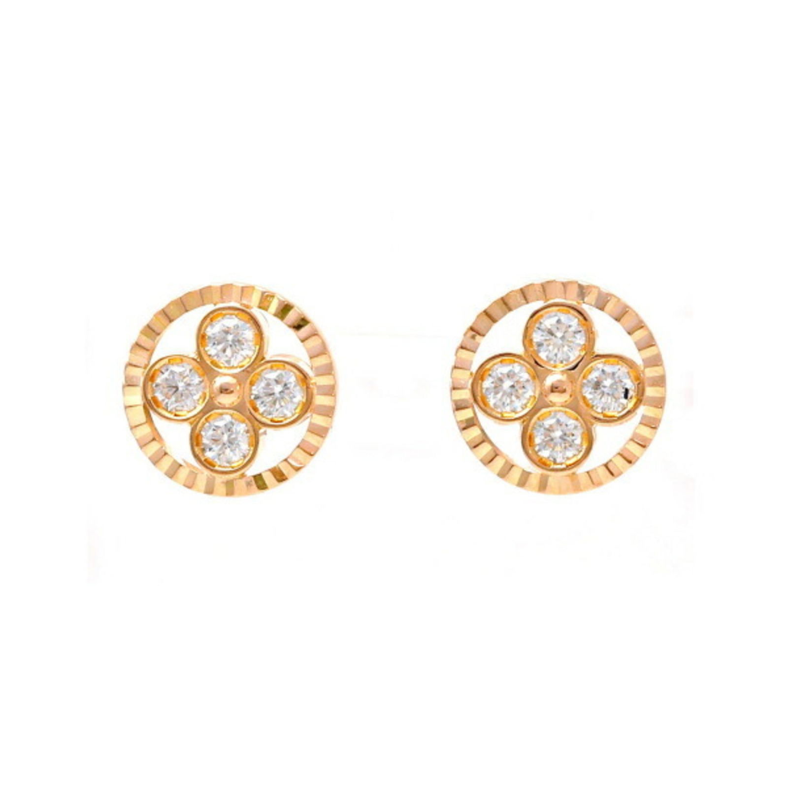 Louis Vuitton Blossom Puss Sun 18K Pink Gold Stud Earrings 10mm: Louis Vuitton Blossom Puss Sun 18K Pink Gold Stud Earrings 10mm Elevate your style with these exquisite Louis Vuitton Blossom Collection Puss Sun Earrings, expertly crafted from 18K pink gold. These c
