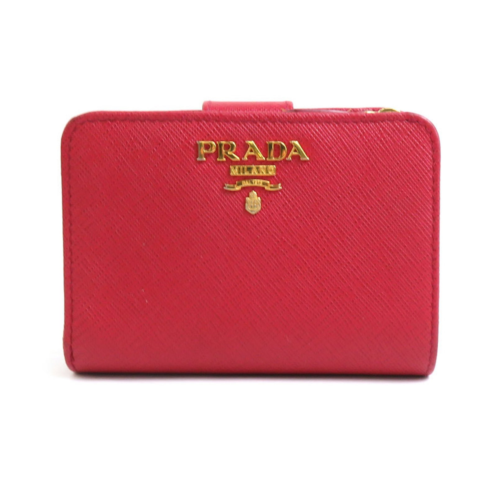 PRADA Bi-fold Wallet Leather Red Women's 8.5cm x 12cm x 4cm: PRADA Bi-fold Wallet Leather Red Women's 8.5cm x 12cm x 4cm Discover the elegance of this PRADA bi-fold wallet, crafted from luxurious leather in a striking red hue. Designed for women, this wallet co
