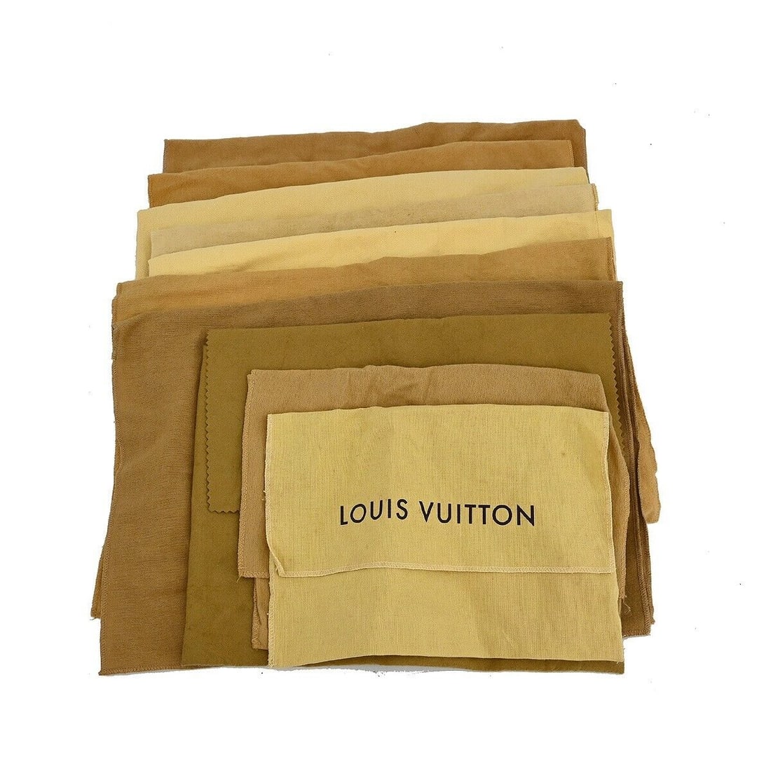 Louis Vuitton 10 Piece Cotton Dust Bag Set Brown Beige Authentic: Louis Vuitton 10 Piece Cotton Dust Bag Set Brown Beige Authentic This authentic Louis Vuitton dust bag set includes 10 pieces in a stylish brown and beige color scheme. Made from 100% cotton, these du