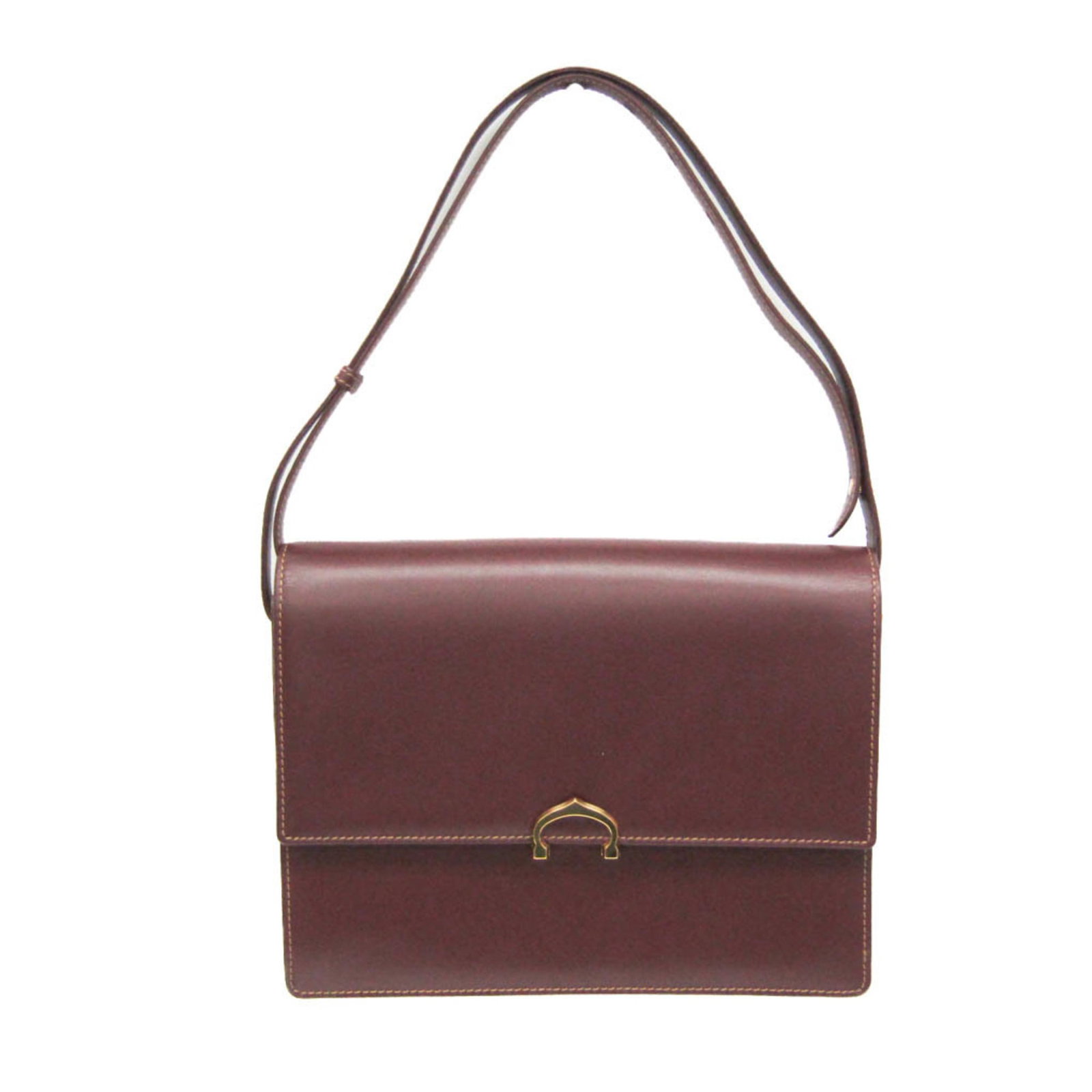 Cartier Must Bordeaux Leather Shoulder Bag 19cm x 26cm x 3.5cm Italy: Cartier Must Bordeaux Leather Shoulder Bag 19cm x 26cm x 3.5cm Italy Elevate your style with the Cartier Must Women's Leather Shoulder Bag in a rich Bordeaux hue. This sophisticated shoulder bag is ex