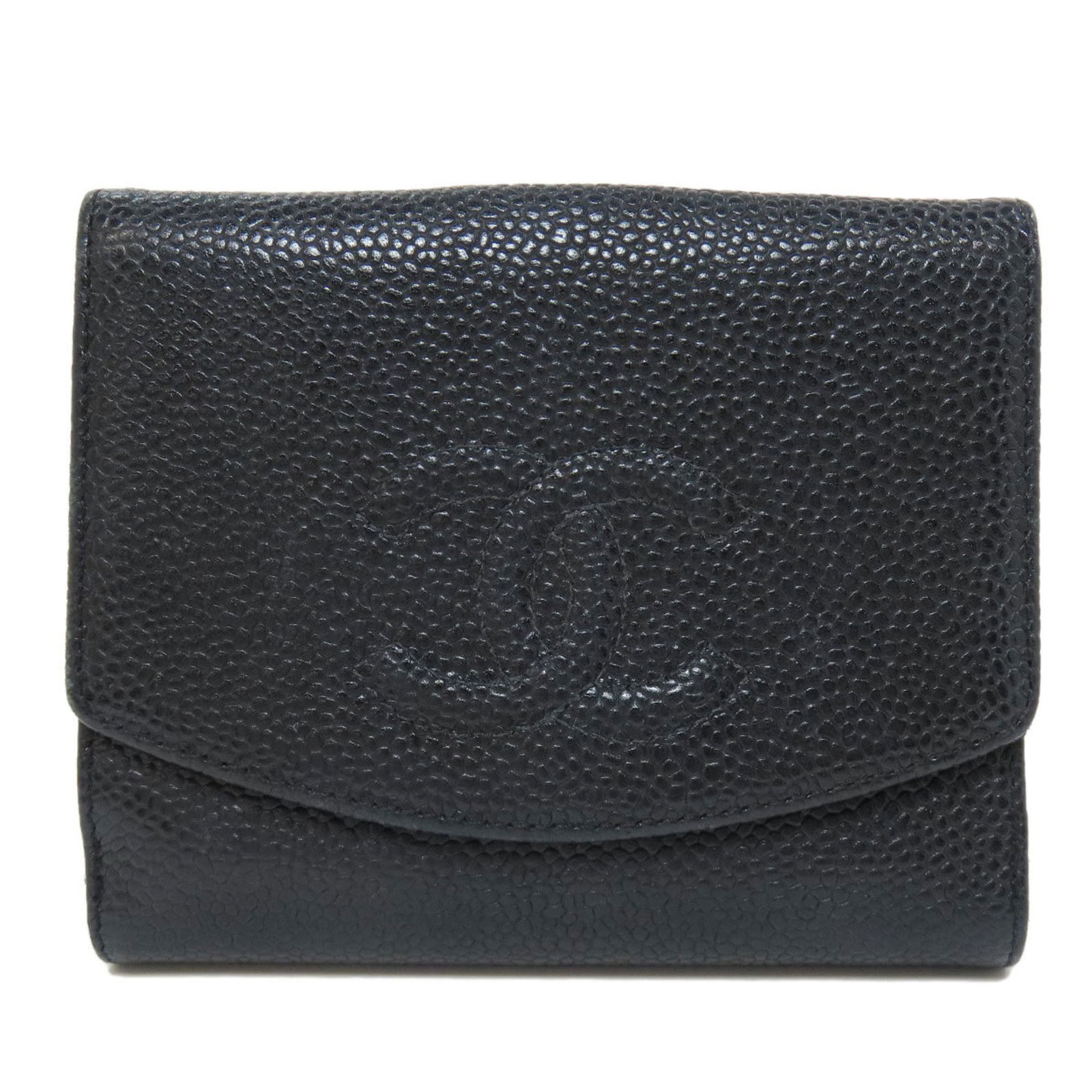 Chanel Coco Mark Black Caviar Bi-Fold Wallet 11.5cm x 12cm x 2cm: Chanel Coco Mark Black Caviar Bi-Fold Wallet 11.5cm x 12cm x 2cm This elegant CHANEL bi-fold wallet is crafted from luxurious black caviar leather, perfect for the modern woman. With dimensions of 11.