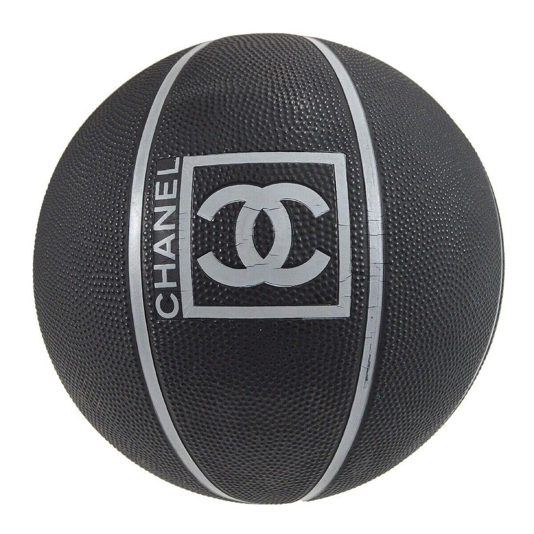 Vintage CHANEL 00781 Sports Line Black Rubber Basketball with CC Logos: Vintage CHANEL 00781 Sports Line Black Rubber Basketball with CC Logos Discover this rare vintage CHANEL Sports Line basketball featuring the iconic CC logos. Made from durable rubber, this black bask