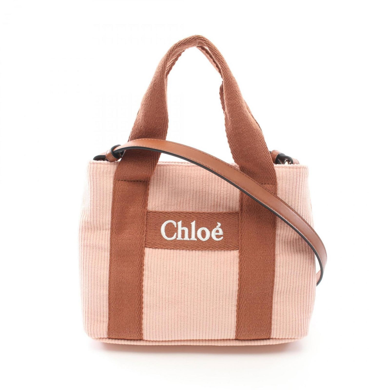 Chloe Women's Pink Brown Canvas Leather Shoulder Bag 20cm x 25cm x 8cm: Chloe Women's Pink Brown Canvas Leather Shoulder Bag 20cm x 25cm x 8cm This stylish Chloe shoulder bag is crafted from a combination of canvas and leather cord, featuring a chic pink and brown color s