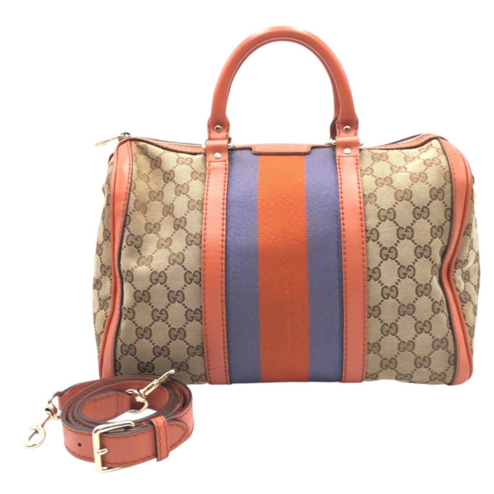 Gucci Sherry Line C967639 Mini Boston Bag Brown Orange Purple GG Canvas: Gucci Sherry Line C967639 Mini Boston Bag Brown Orange Purple GG Canvas This exquisite Gucci Boston bag from the Sherry Line is crafted from high-quality GG canvas, showcasing a vibrant combination of