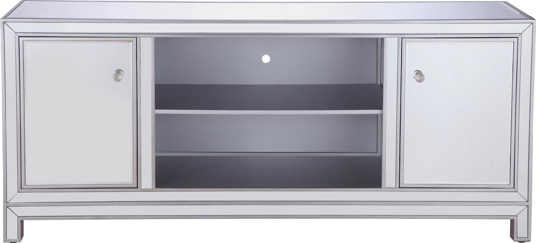 Elegant Lighting 60 Inch Silver Mirrored TV Stand Hollywood Regency: Elegant Lighting 60 Inch Silver Mirrored TV Stand Hollywood Regency Elevate your living space with this elegant 60" Antique Style Silver Mirrored TV Stand, designed in a Hollywood Regency style. Craft
