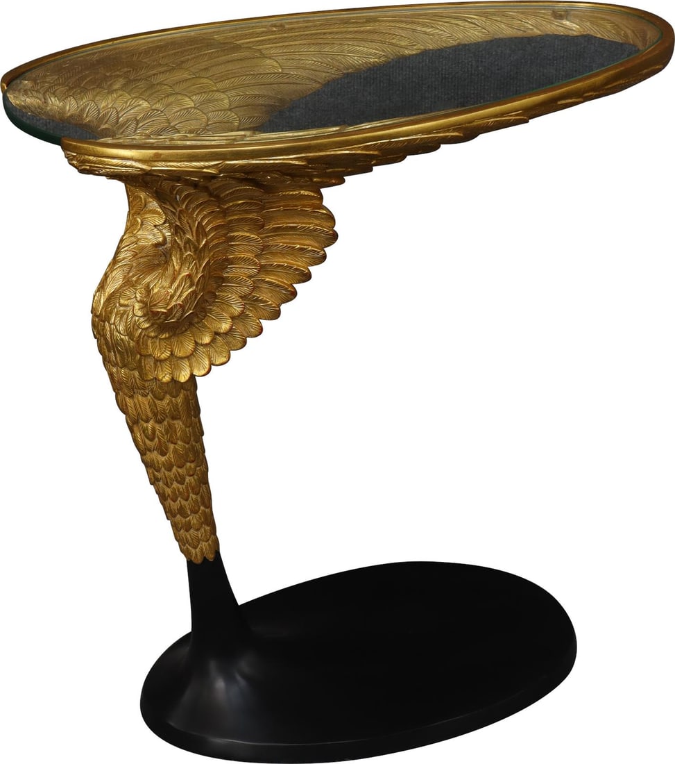 Jonathan Charles Versailles Empire Sofa Table Light Gold Leaf 26.5H 26.25W 15D: Jonathan Charles Versailles Empire Sofa Table Light Gold Leaf 26.5H 26.25W 15D Introducing the Elegant Versailles Empire Style Sofa Table, a beautifully crafted piece that brings vintage charm to your