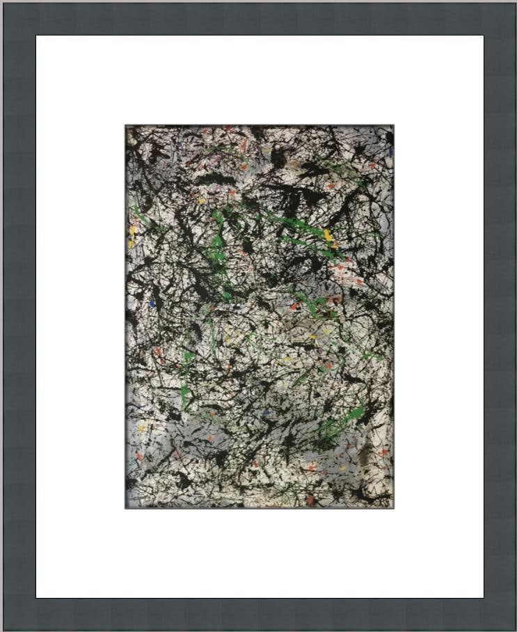 Joseph Stalin Gazing Print in Jackson Pollock Style Custom Framed 12 x 14.5: Joseph Stalin Gazing Print in Jackson Pollock Style Custom Framed 12 x 14.5 This stunning custom framed print features 'Gazing In the Style of Jackson Pollock,' showcasing the artistic influence of Ja