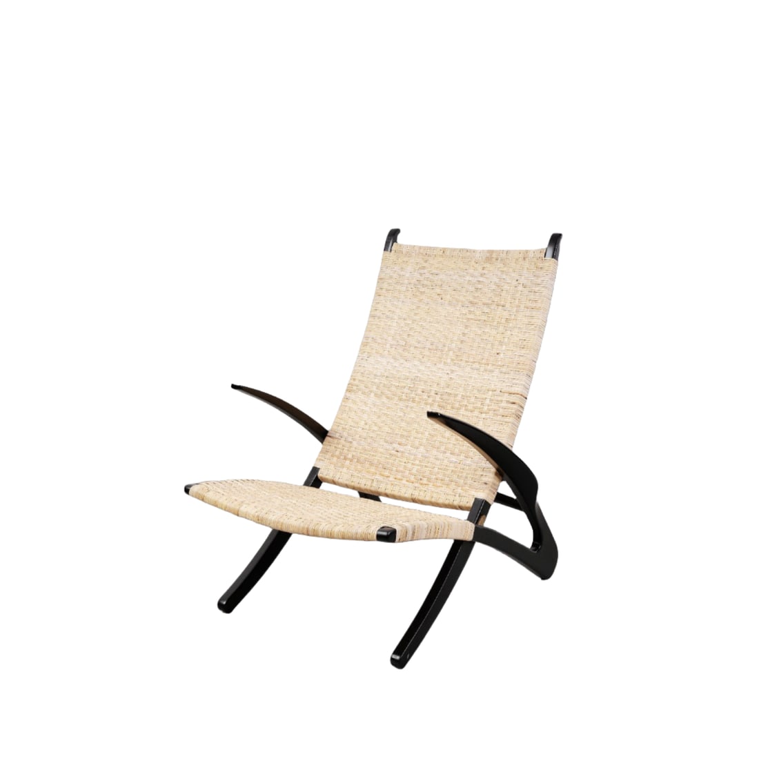 Triton Dolphin Folding Lounge Chair: Triton Dolphin Folding Lounge Chair Size: 39.5 H x 30 W x 36 D Seat Height: 15" Weight: 26 lbs Materials: Teak frame with a woven rattan cord Color: Black or Brown Wood with Natural Rattan No Ass