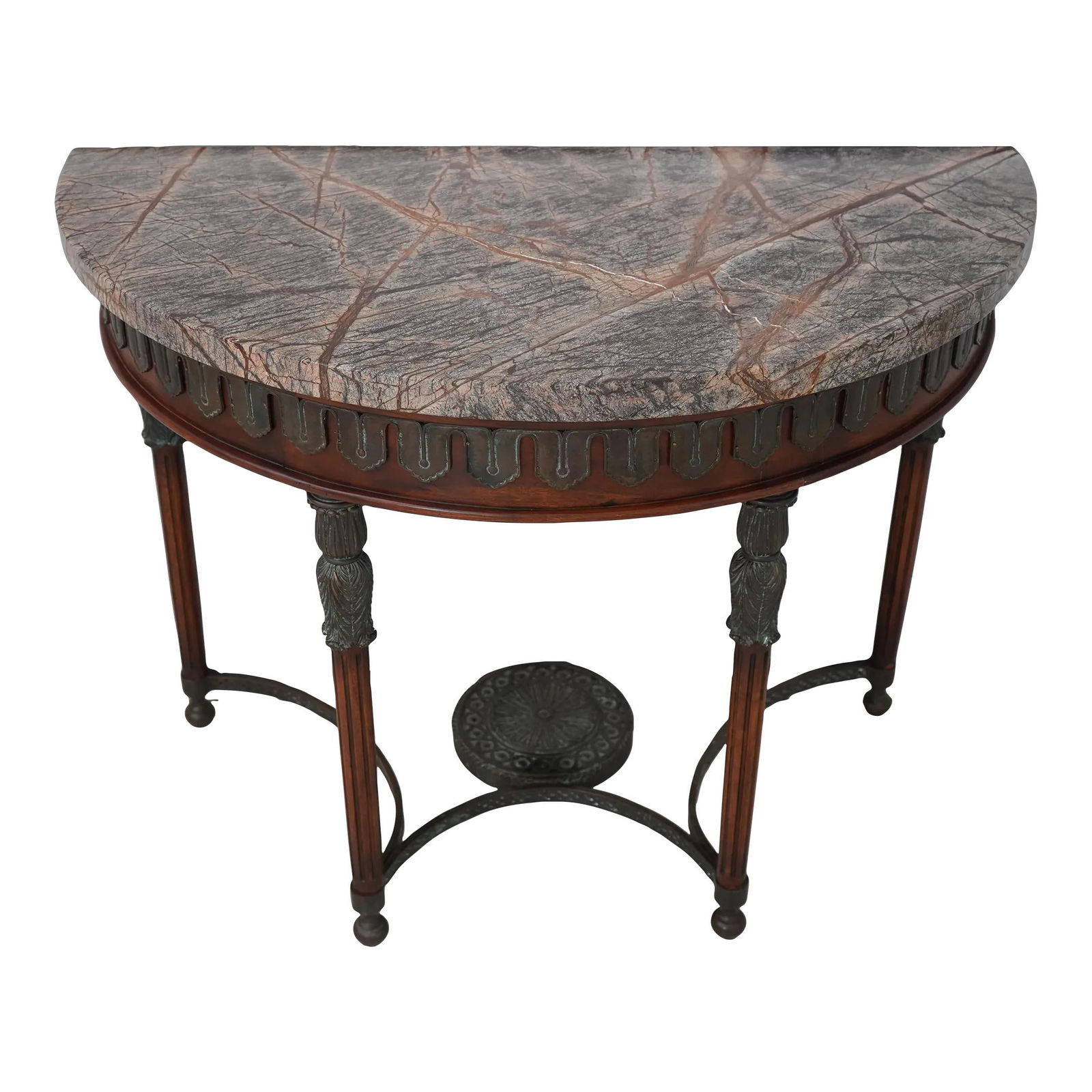 Theodore Alexander Regency Console Table Marble Top 45w x 24d x 33h: Theodore Alexander Regency Console Table Marble Top 45w x 24d x 33h This stunning Regency-style console table features a luxurious marble top complemented by quality construction and elegant bronze mo