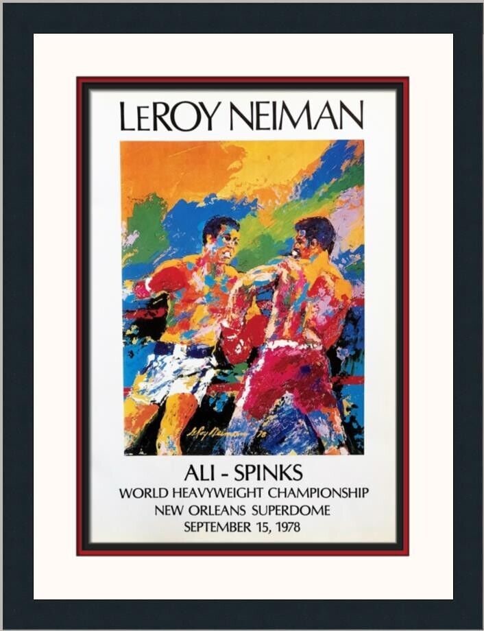 LeRoy Neiman 1978 Ali-Spinks Heavyweight Fight Framed Print 22x17: LeRoy Neiman 1978 Ali-Spinks Heavyweight Fight Framed Print 22x17 This stunning custom framed print captures the excitement of the 1978 Ali-Spinks Heavyweight Fight, showcasing the dynamic artistry of