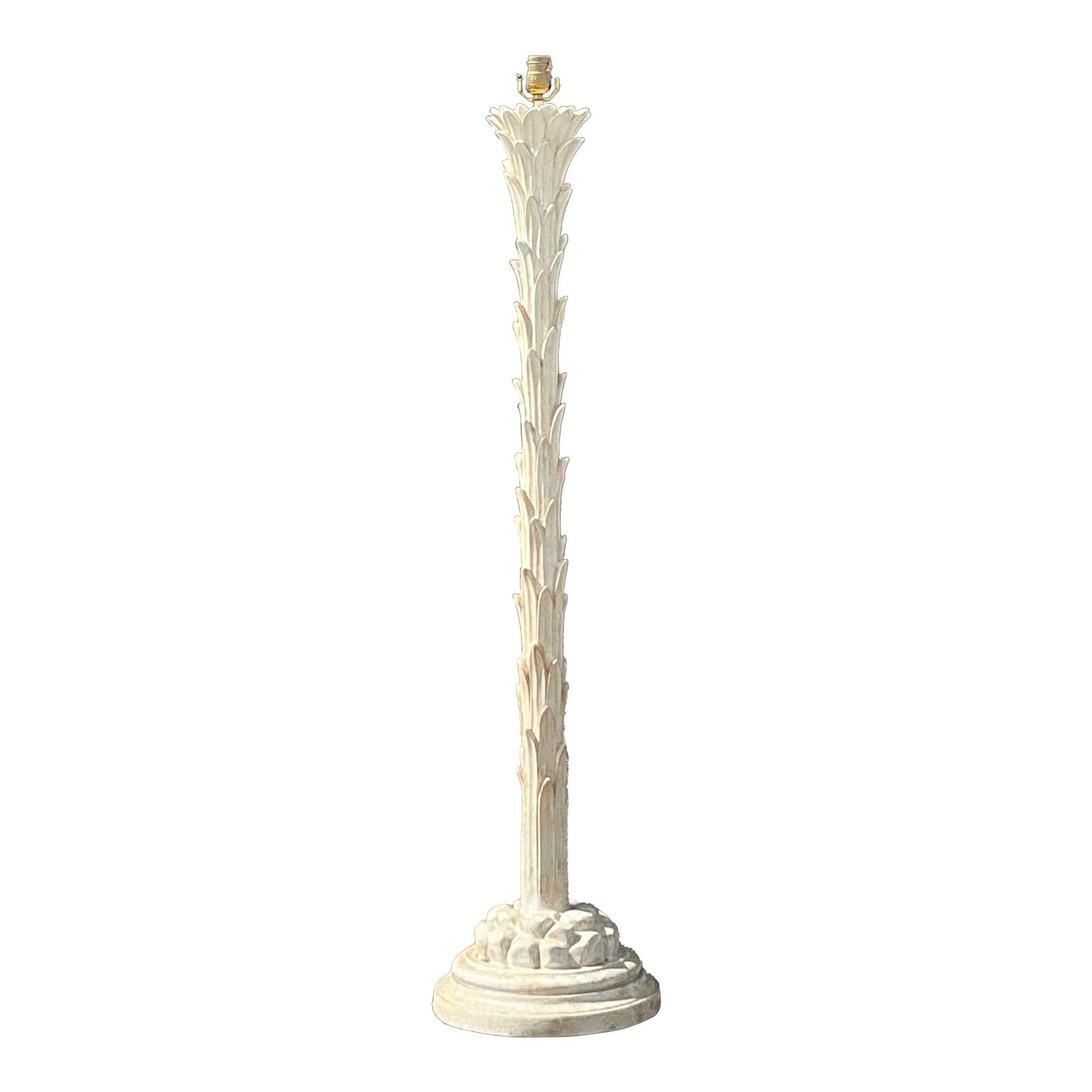 Vintage Serge Roche Inspired Alabaster Plaster Palm Lamp 44.5": Vintage Serge Roche Inspired Alabaster Plaster Palm Lamp 44.5" This vintage boho plaster palm lamp is inspired by the iconic designs of Serge Roche, showcasing tropical elegance with its sculptural pa
