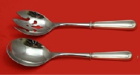 Frank Smith Fiddle Thread Sterling Silver Salad Serving Set 11 Custom Made: Frank Smith Fiddle Thread Sterling Silver Salad Serving Set 11 Custom Made This exquisite salad serving set features the elegant Fiddle Thread pattern by Frank Smith, crafted from high-quality sterlin