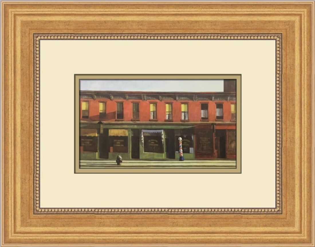 Edward Hopper Early Sunday Morning Custom Framed Print 11 x 14 Impressionism: Edward Hopper Early Sunday Morning Custom Framed Print 11 x 14 Impressionism This stunning custom framed print features Edward Hopper's iconic work, "Early Sunday Morning," encapsulating the essence o