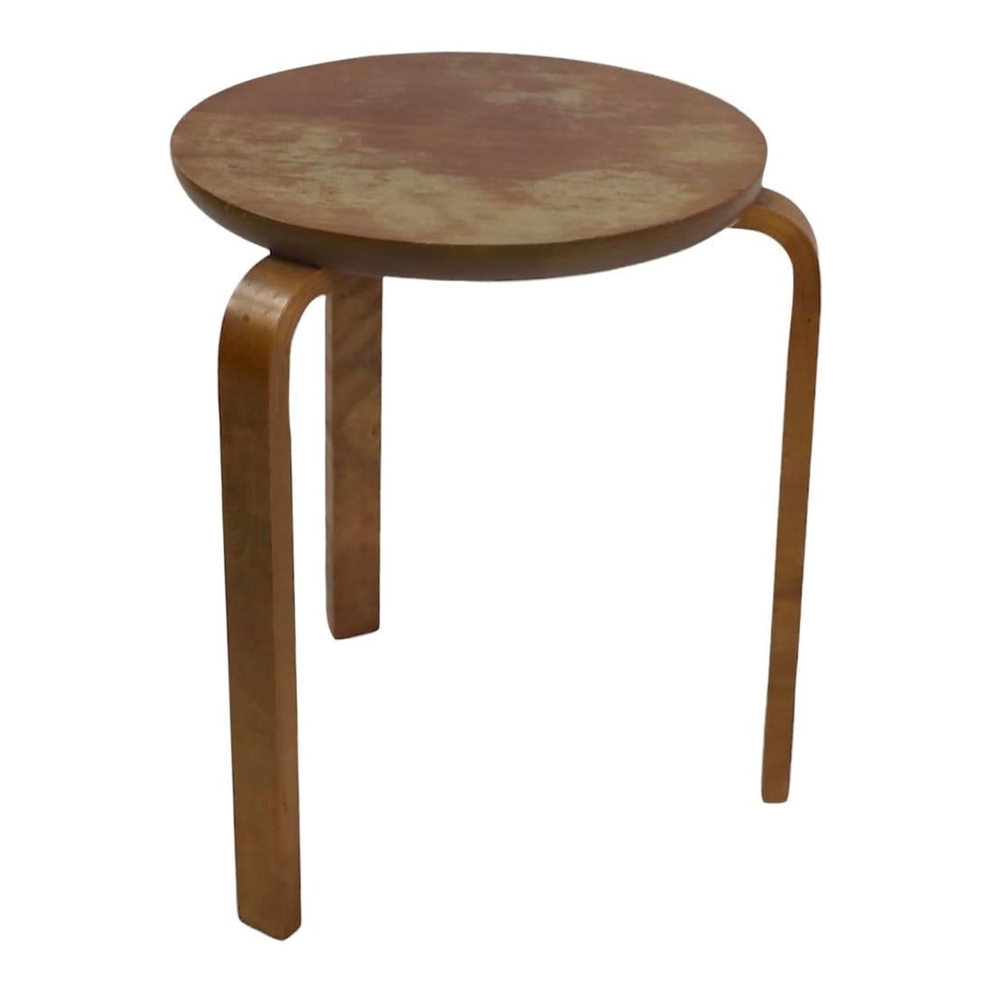 Mid Century Swedish Taboret Table Alvar Aalto Style 14" Round: Mid Century Swedish Taboret Table Alvar Aalto Style 14" Round This classic mid-century taboret table, crafted in Sweden, showcases the elegant design style reminiscent of Alvar Aalto. Marked as Made i