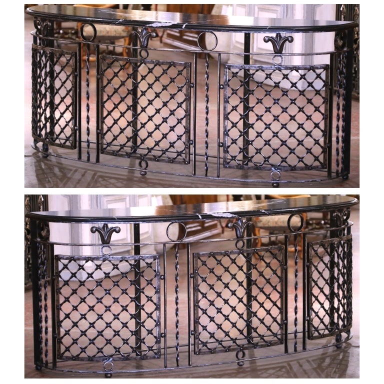 Elegant Pair of 19th Century French Art Nouveau Console Tables: Elegant Pair of 19th Century French Art Nouveau Console Tables Enhance your entryway or hallway with this stunning pair of 19th Century French console tables. Crafted circa 1880, these elegant Art Nou