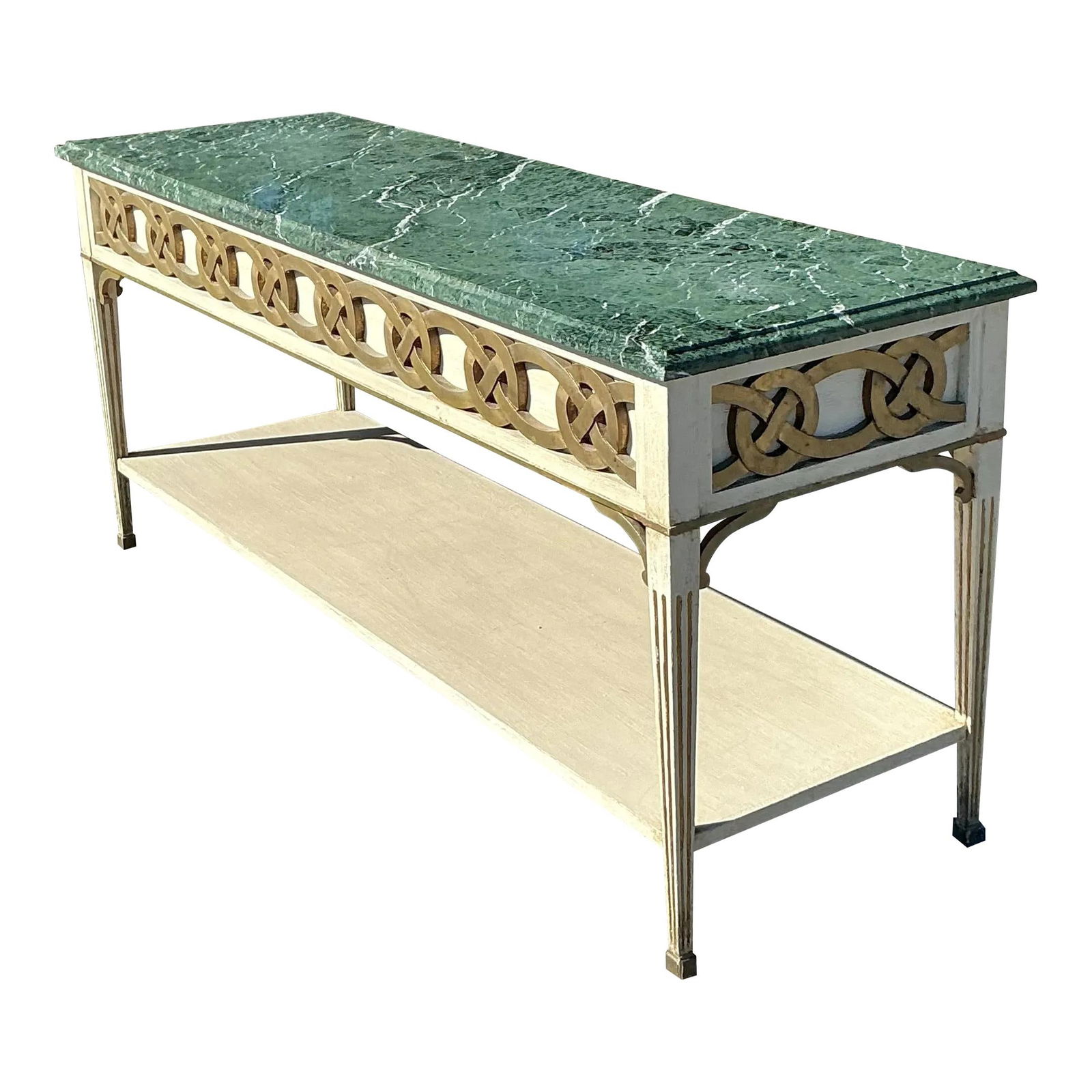 Niermann Weeks Vintage Baltic Console 79in Ecru Wood Stone: Niermann Weeks Vintage Baltic Console 79in Ecru Wood Stone The Vintage Boho Niermann Weeks Baltic Console is a stunning piece that reflects the elegance of 18th-century Scandinavian design. This conso