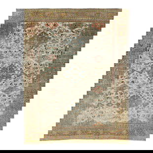 19th Century Persian Mahal Hand-Knotted Wool Rug Beige Floral Design: 19th Century Persian Mahal Hand-Knotted Wool Rug Beige Floral Design Discover the elegance of this 19th Century Persian Mahal rug, expertly hand-knotted from high-quality wool. It features a