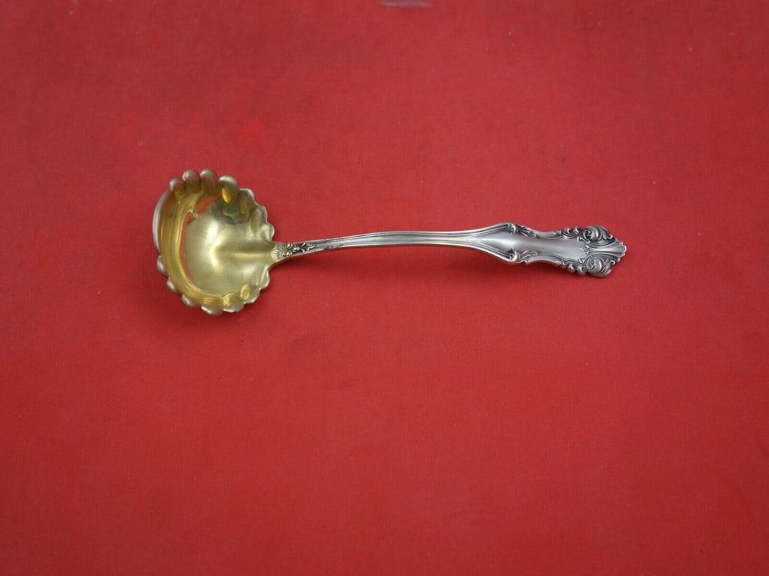 Frank Smith George VI Sterling Silver Mayonnaise Ladle Gold Wash 5 1/2": Frank Smith George VI Sterling Silver Mayonnaise Ladle Gold Wash 5 1/2" Introducing the exquisite George VI mayonnaise ladle crafted by Frank Smith. This elegant piece features a classic design in the