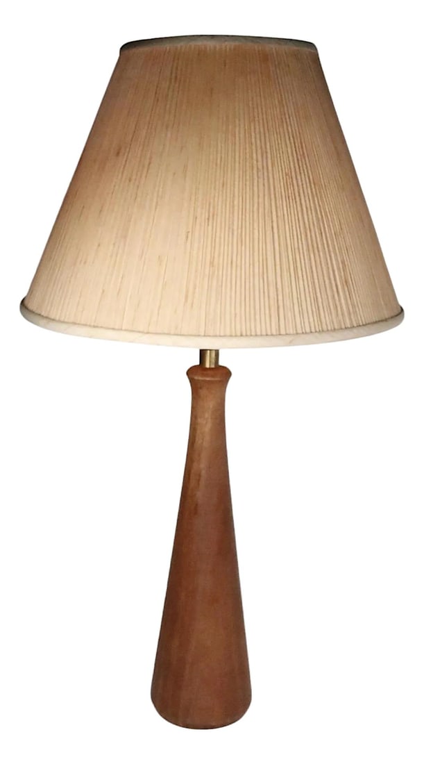 Vintage Danish Modern Teak Table Lamp 31" Height: Vintage Danish Modern Teak Table Lamp 31" Height Classic Mid Century Danish Modern style table lamp, having a bottle form solid teak body. The lamp is in very good, clean, working ready to use conditi