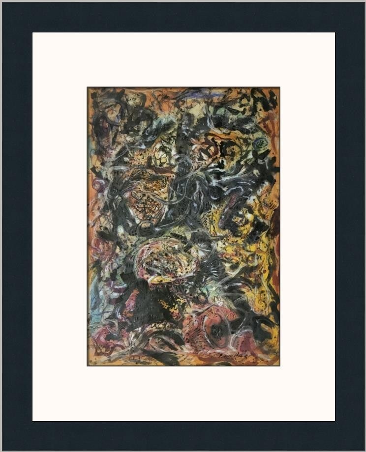 Jackson Pollock Pattern 16x13 Custom Framed Lithograph Print: Jackson Pollock Pattern 16x13 Custom Framed Lithograph Print This stunning custom framed print, titled 'Pattern' by renowned artist Jackson Pollock, showcases a unique impressionistic design. Measurin