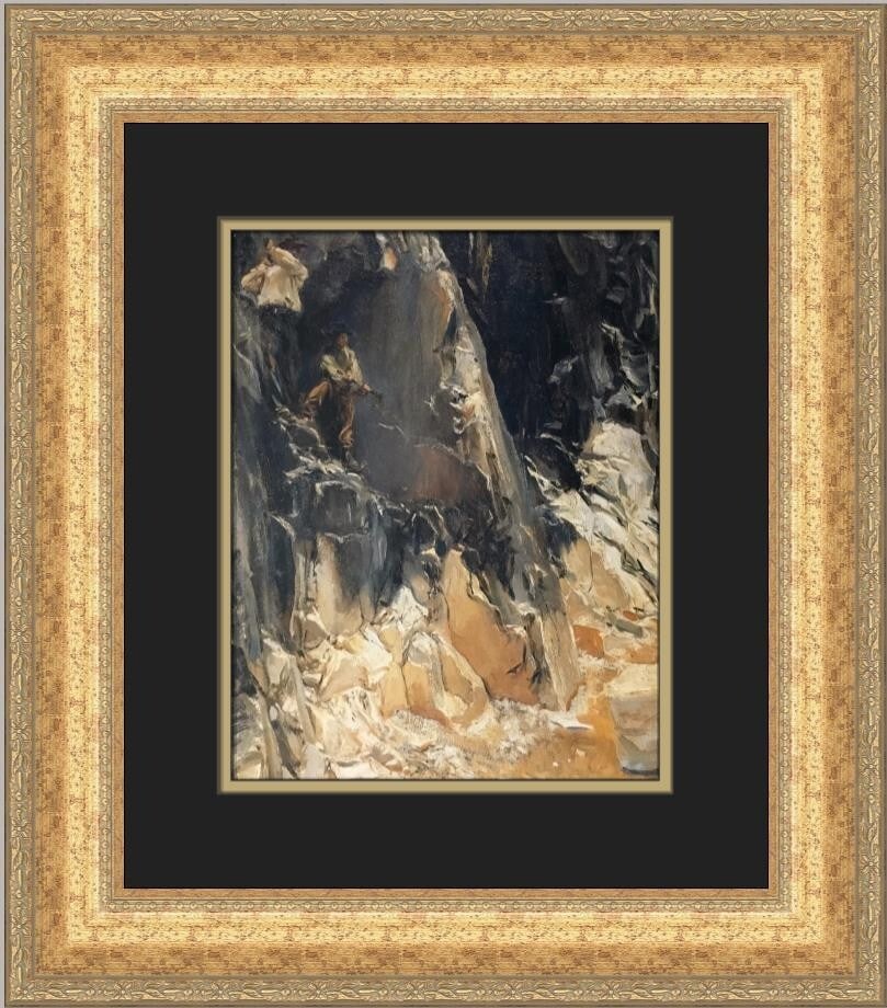 John Singer Sargent Marble Quarries at Carrara Framed Print 19 x 17: John Singer Sargent Marble Quarries at Carrara Framed Print 19 x 17 This exquisite custom framed print features John Singer Sargent's renowned artwork, "Marble Quarries at Carrara." Measuring 19 in. h