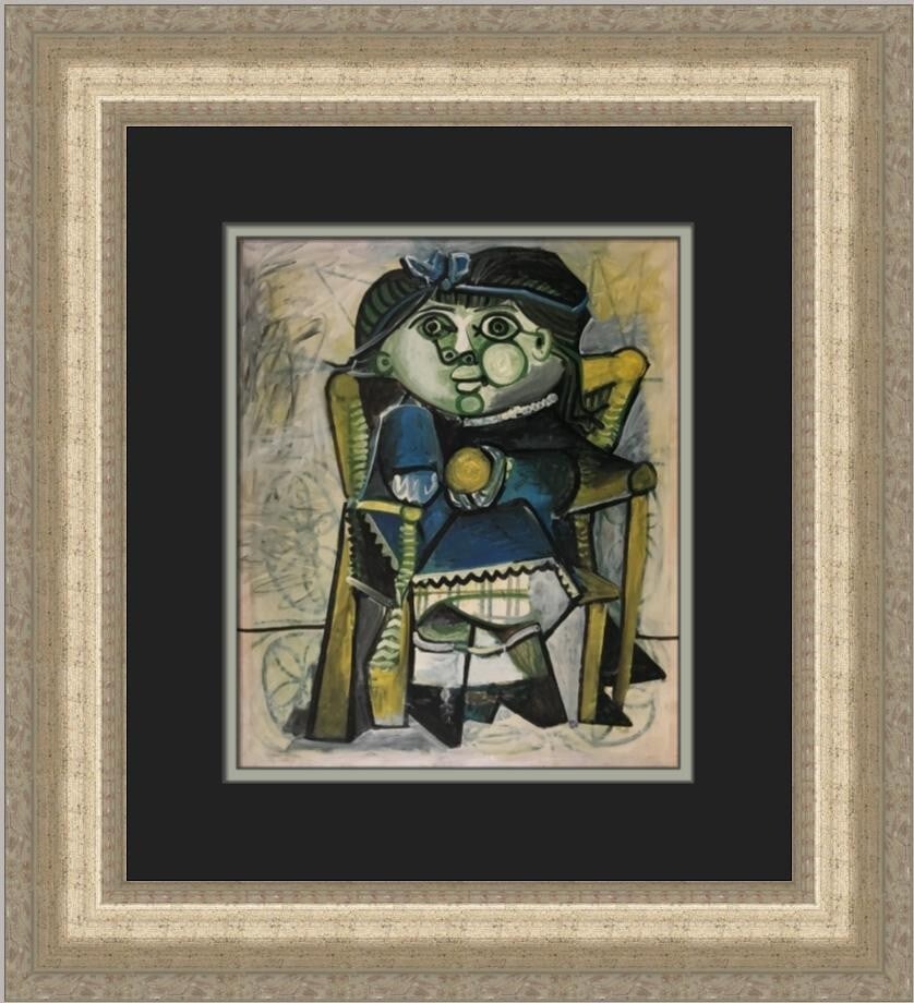 Pablo Picasso Paloma with an Orange Custom Framed Print 18 x 17: Pablo Picasso Paloma with an Orange Custom Framed Print 18 x 17 This striking custom framed print titled 'Paloma with an Orange' is a beautiful representation of Pablo Picasso's artistry, produced in 
