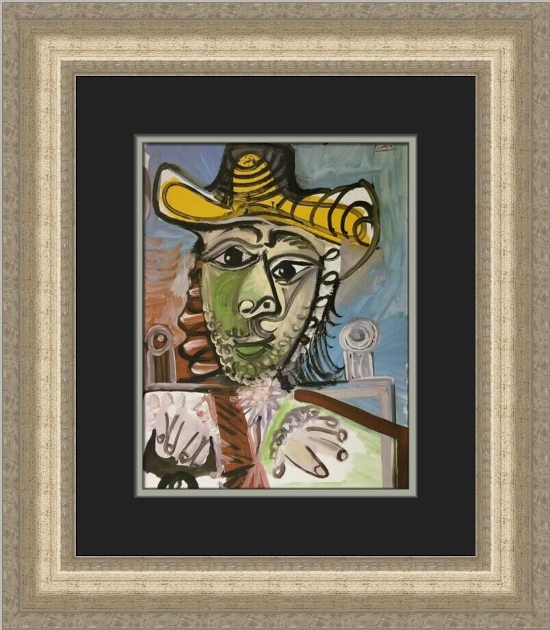 Pablo Picasso A Man in an Armchair Custom Framed Art Print 19 x 17: Pablo Picasso A Man in an Armchair Custom Framed Art Print 19 x 17 This custom framed print features Pablo Picasso's work titled "A Man in an Armchair," showcasing a blend of Abstract Expressionism an