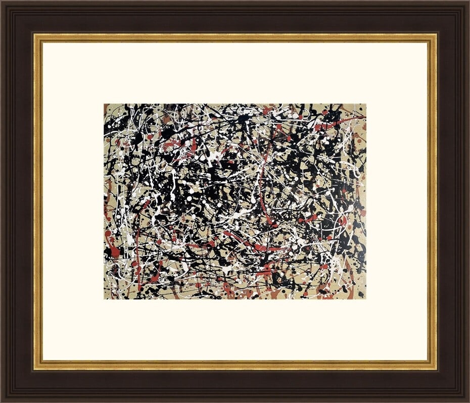 Jackson Pollock Untitled Custom Framed 21 x 18 Abstract Lithograph: Jackson Pollock Untitled Custom Framed 21 x 18 Abstract Lithograph This stunning Jackson Pollock reproduction titled 'Untitled' is custom framed to perfection, showcasing the artist's abstract style.