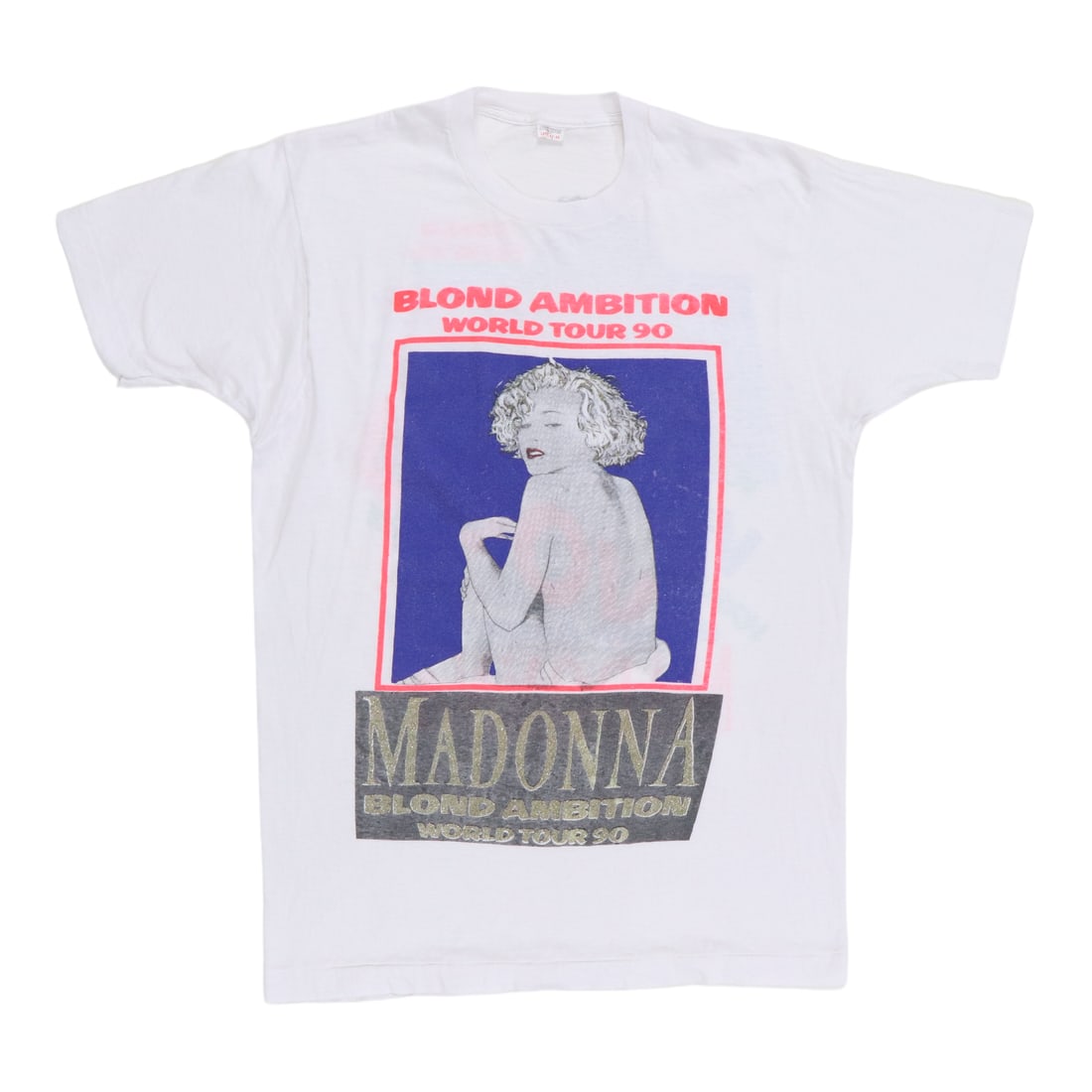 1990 Madonna Blonde Ambition Tour Vintage Shirt Large 100% Cotton White: 1990 Madonna Blonde Ambition Tour Vintage Shirt Large 100% Cotton White Celebrate the iconic 1990 Madonna Blonde Ambition World Tour with this original vintage shirt. This true vintage piece features 