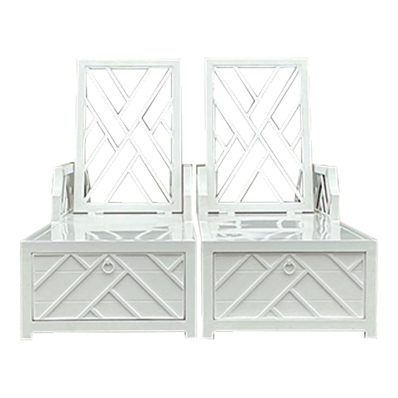 Pair of Vintage Boho Aluminum Chaise Lounges by Miles Redd for Ballard: Pair of Vintage Boho Aluminum Chaise Lounges by Miles Redd for Ballard Discover the Vintage Boho Miles Redd for Ballard Aluminum Chaise Lounge, a stunning blend of contemporary design and bohemian sty