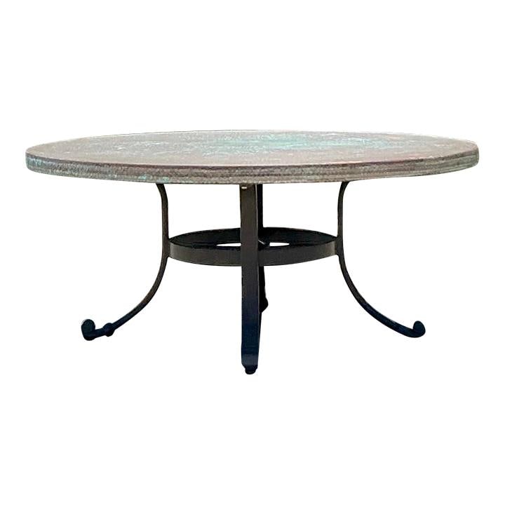 Vintage Boho Hammered Copper Coffee Table 42 x 42 x 18: Vintage Boho Hammered Copper Coffee Table 42 x 42 x 18 Enhance your living space with the Vintage Boho Hammered Copper Coffee Table. This table features a beautifully textured hammered copper surface 