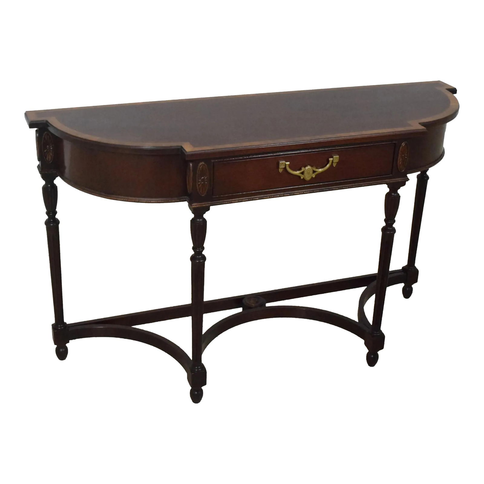 Hickory White Sheraton Mahogany Console Table 50.5x16x30: Hickory White Sheraton Mahogany Console Table 50.5x16x30 This exquisite Sheraton-style console table from the American Masterpiece Collection features a rich mahogany finish that showcases its elegant