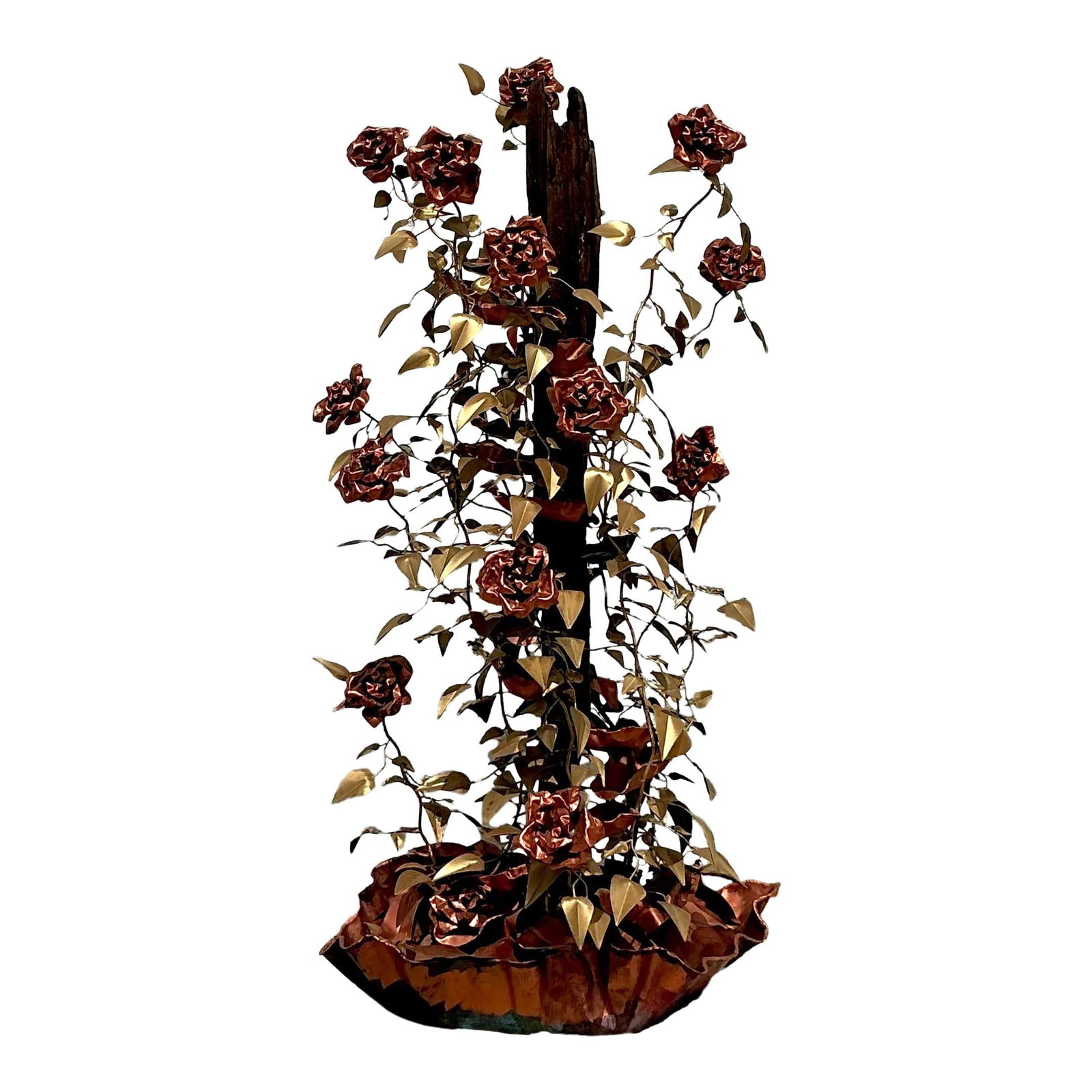 Vintage 1970s Regency Edward Erwin Brass Rose Garden Fountain: Vintage 1970s Regency Edward Erwin Brass Rose Garden Fountain Enhance your garden with the luxurious Vintage Regency Edward Erwin Brass Rose Fountain from the 1970s. This stunning fountain showcases i