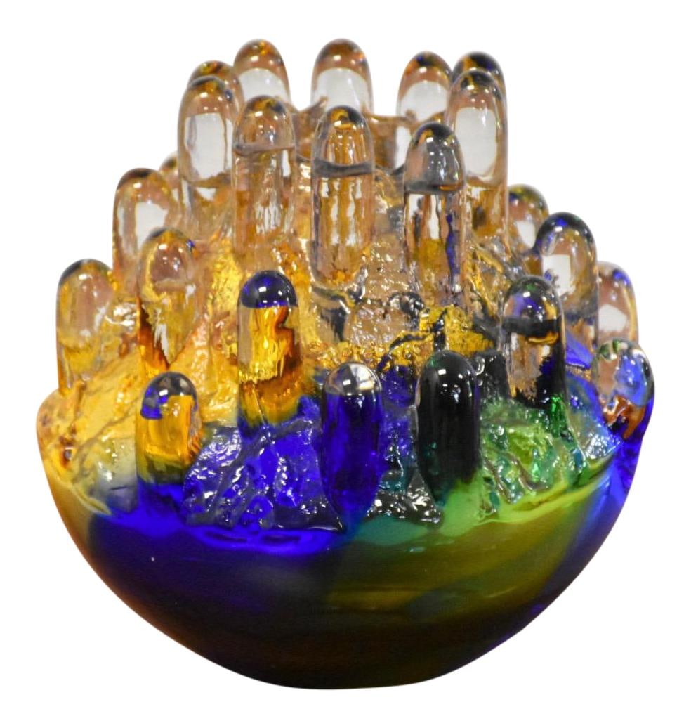 Goran Warff Crystal Polar Glass Candlestick Holder 7 Inch Blue: Goran Warff Crystal Polar Glass Candlestick Holder 7 Inch Blue Introducing the exquisite Crystal Series Polar Glass Candlestick Holder, designed by Goran Warff. This stunning piece showcases masterful