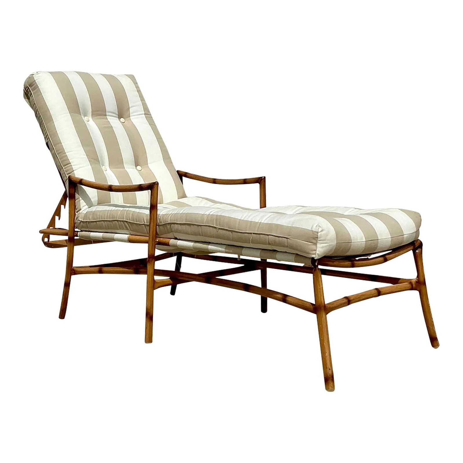 Vintage Coastal Aluminum Faux Bamboo Chaise Lounge Camel Color: Vintage Coastal Aluminum Faux Bamboo Chaise Lounge Camel Color Enhance your outdoor space with this Vintage Coastal Aluminum Faux Bamboo Chaise Lounge, designed for both comfort and style. This elegan