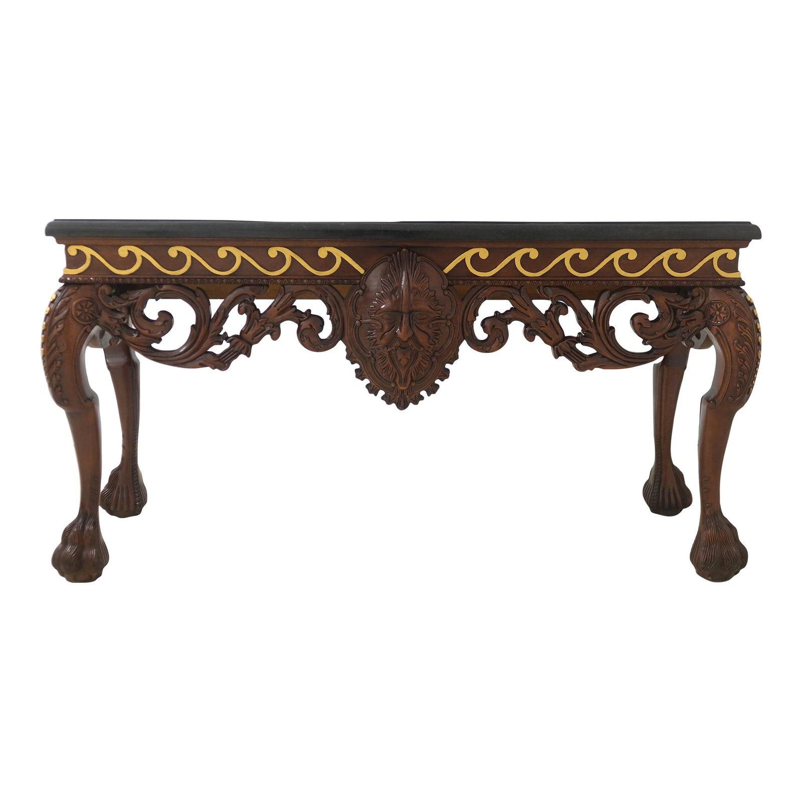 Maitland Smith Georgian Console Table Mahogany Marble 55x21x29.5: Maitland Smith Georgian Console Table Mahogany Marble 55x21x29.5 This exquisite Maitland Smith console table showcases a stunning blend of Georgian design and quality craftsmanship. Constructed from r