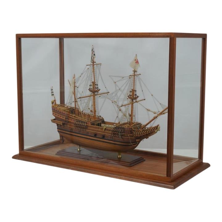 Vintage German Tall Ship Model 37x17x26 in Mahogany Case: Vintage German Tall Ship Model 37x17x26 in Mahogany Case This exquisite vintage German tall ship model, approximately 60 years old, is crafted with meticulous attention to detail and showcases high-qu