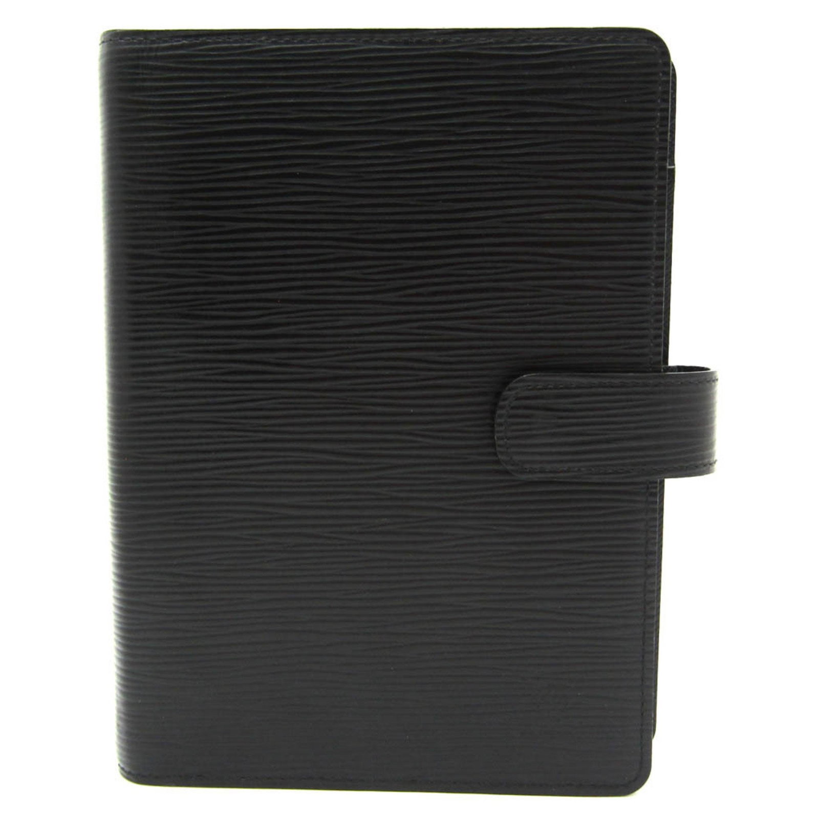 Louis Vuitton Epi Agenda MM R20042 Noir Planner Cover with Snap Closure: Louis Vuitton Epi Agenda MM R20042 Noir Planner Cover with Snap Closure This Louis Vuitton Epi Personal Size Planner Cover, model Agenda MM R20042, is crafted from high-quality Epi leather in a sophis