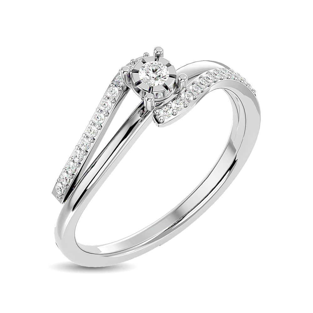10K White Gold 1/5 Ct.Tw. Diamond Promise Ring: 10K White Gold 1/5 Ct.Tw. Diamond Promise Ring Metal: 10k White Gold Sizes Avilable: 4,5,6,7,8,9 Stone Count: 25.0 Stone Shape: Round Stone Type: Diamond Stone Color: Gh Stone Clarity: Si2 Stone Weigh
