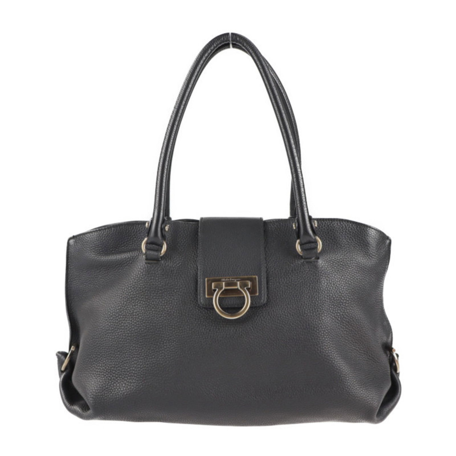 Salvatore Ferragamo Gancini Au21 B182 Black Leather Mini