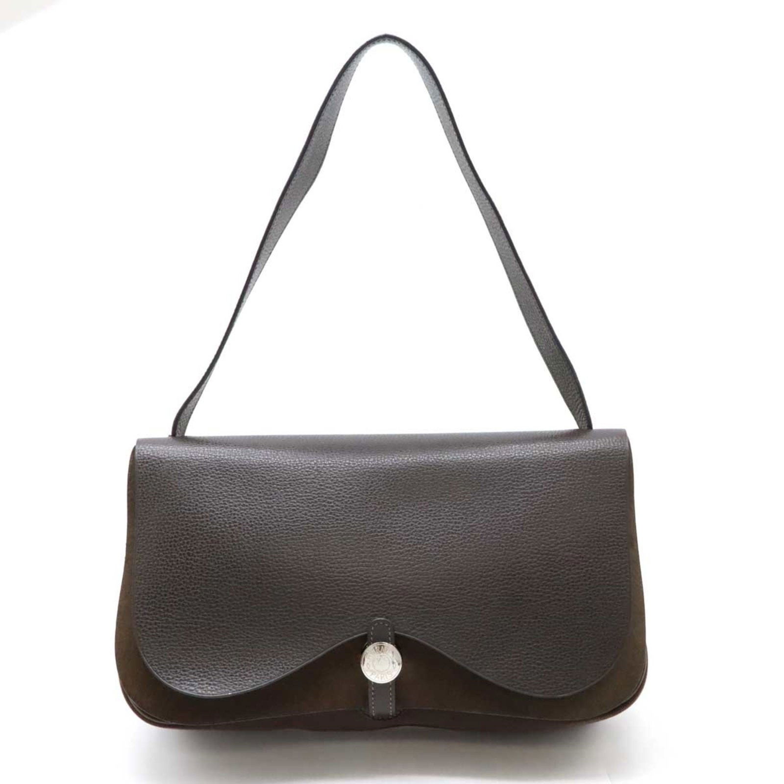 HERMES Sac Colorado MM Dark Brown Toile Officier Shoulder Bag #I Stamp: HERMES Sac Colorado MM Dark Brown Toile Officier Shoulder Bag #I Stamp This exquisite HERMES Sac Colorado MM Shoulder Bag is crafted from luxurious Toile Officier leather in a rich dark brown color. D