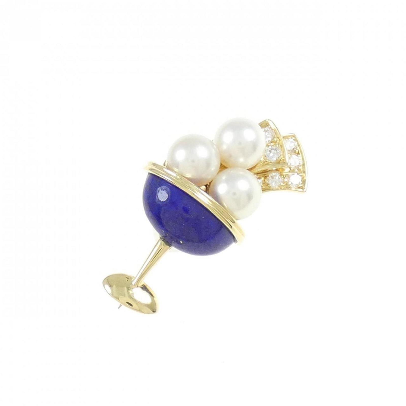 Van Cleef & Arpels 18K Yellow Gold Color Stone Brooch with Diamond Lapis Lazuli Pearl: Van Cleef & Arpels 18K Yellow Gold Color Stone Brooch with Diamond Lapis Lazuli Pearl This exquisite brooch from Van Cleef & Arpels showcases a stunning combination of color stones, including diamond,