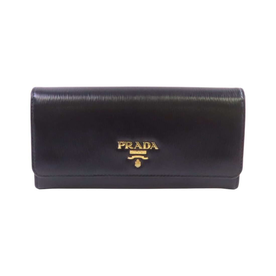 PRADA Double Sided Long Wallet Black Calfskin Leather GHW: PRADA Double Sided Long Wallet Black Calfskin Leather GHW This PRADA double-sided long wallet is crafted from high-quality black calfskin leather, exuding elegance and sophistication. With its sleek d