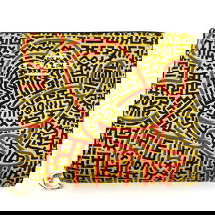 Coach Disney Keith Haring Mickey Mouse Yellow Leather Bi-fold Wallet: Coach Disney Keith Haring Mickey Mouse Yellow Leather Bi-fold Wallet Introducing the Coach Disney Keith Haring Mickey Mouse Bi-fold Wallet, a stylish and functional accessory for both men and women. C
