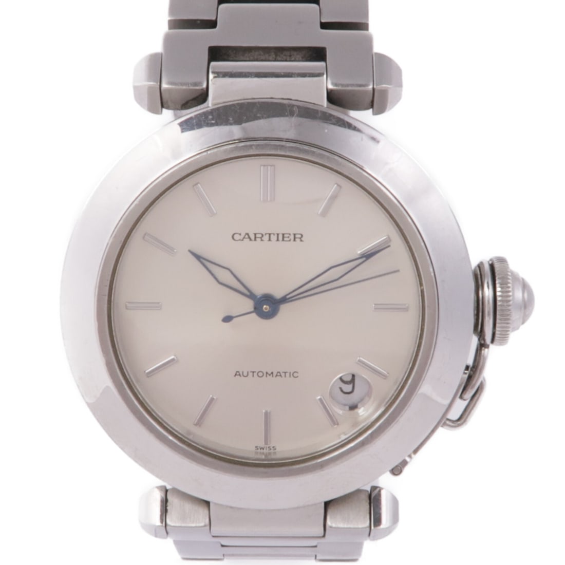 CARTIER Pasha C W31010M7 Automatic Stainless Steel Silver Watch: CARTIER Pasha C W31010M7 Automatic Stainless Steel Silver Watch This exquisite CARTIER Pasha C W31010M7 automatic wristwatch features a sleek stainless steel construction with a stunning silver dial.