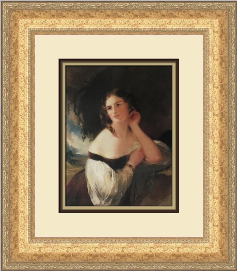 Thomas Sully Portrait of Fanny Kemble Custom Framed Print 17x16: Thomas Sully Portrait of Fanny Kemble Custom Framed Print 17x16 This custom framed print features the renowned portrait of Fanny Kemble, created by the artist Thomas Sully. Measuring 17 in. high by 16