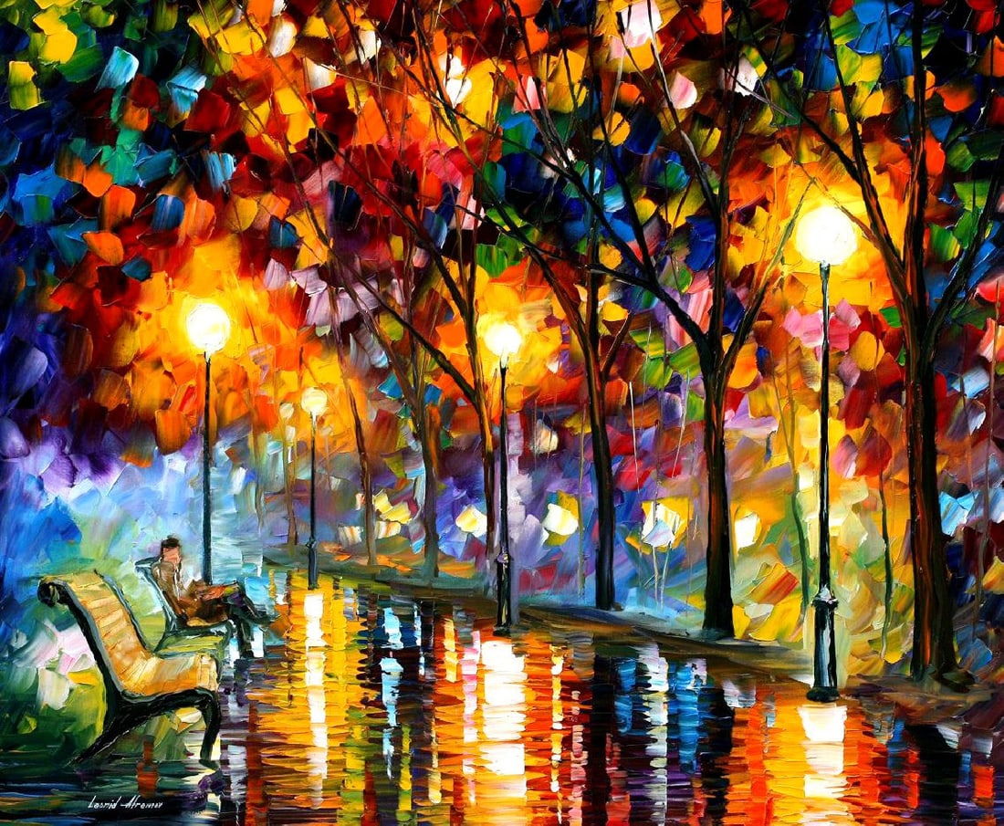 Evening Park Limited Edition 1/25 Canvas Art by Leonid Afremov 91x110 cm: Evening Park Limited Edition 1/25 Canvas Art by Leonid Afremov 91x110 cm Introducing 'Evening Park,' a stunning limited edition giclee artwork by renowned artist Leonid Afremov. This exquisite piece i